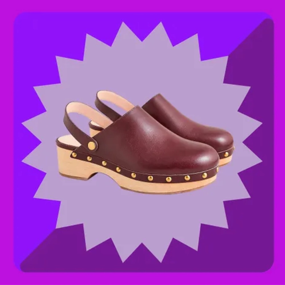 BNWT J Crew Convertible Leather Clogs in port wine